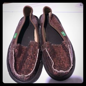 Chocolate Brown Sequin Sanuk Shoes